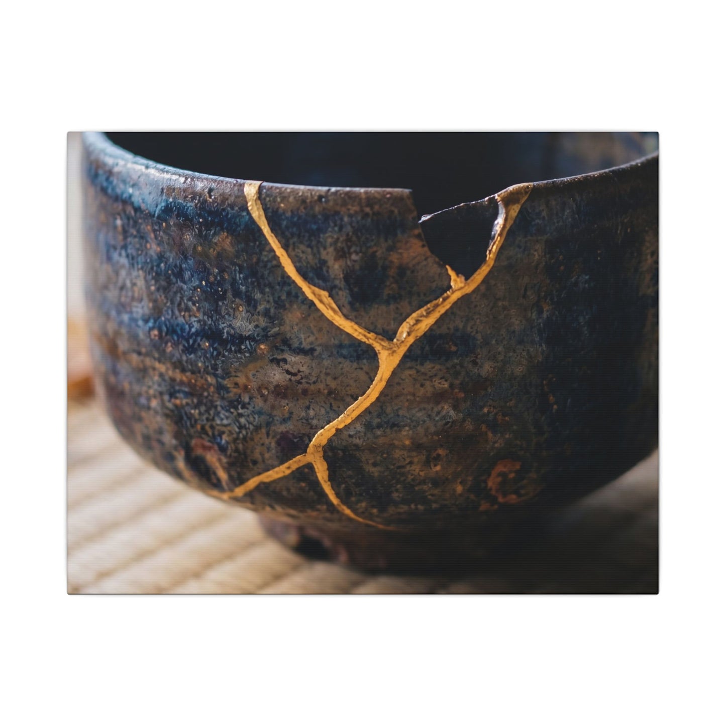 Tea Ceremony Autumn Canvas Art | Kintsugi Healing Design