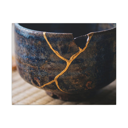 Tea Ceremony Autumn Canvas Art | Kintsugi Healing Design
