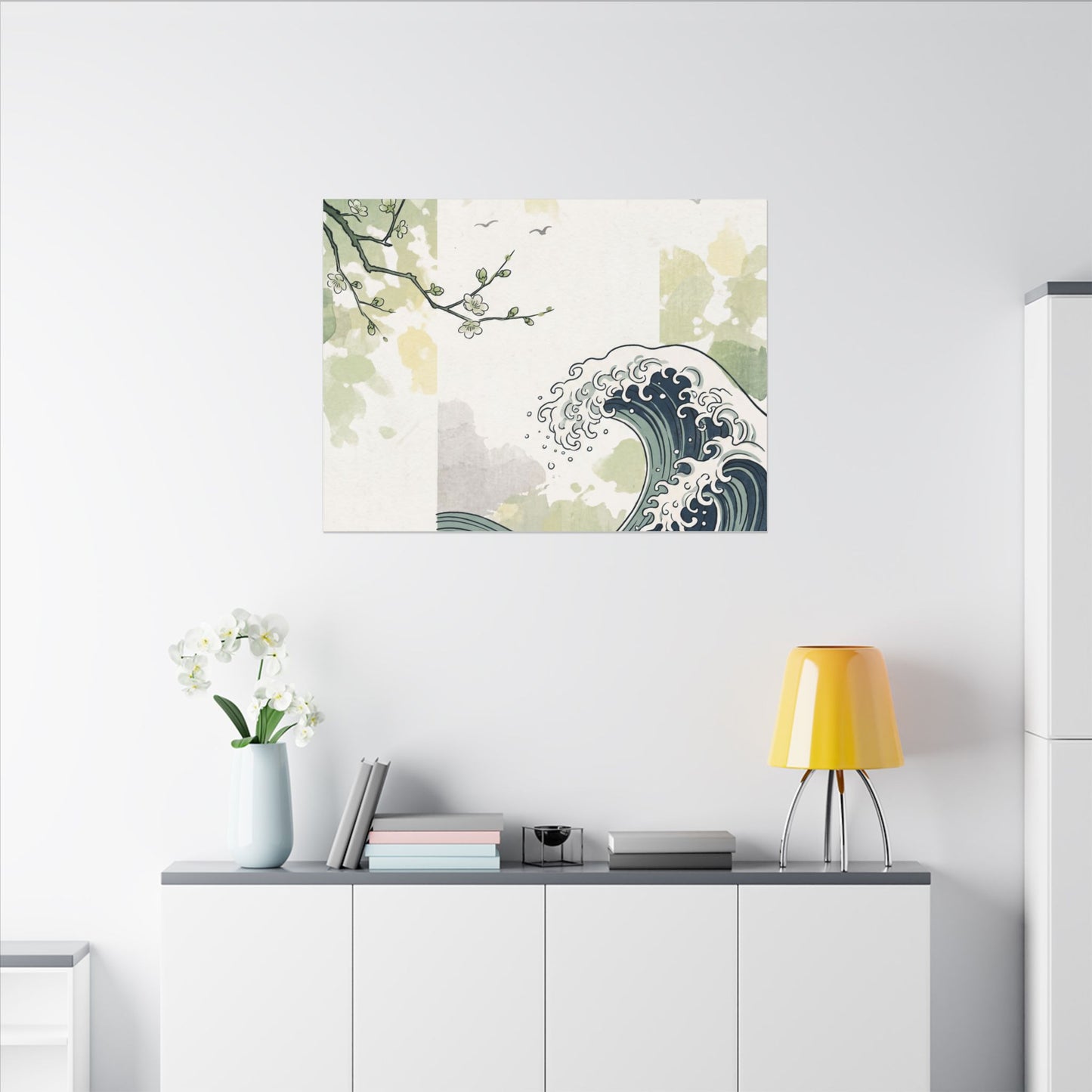 Spring Ocean Wave Ukiyo E Inspired Canvas Art | Serene Decor
