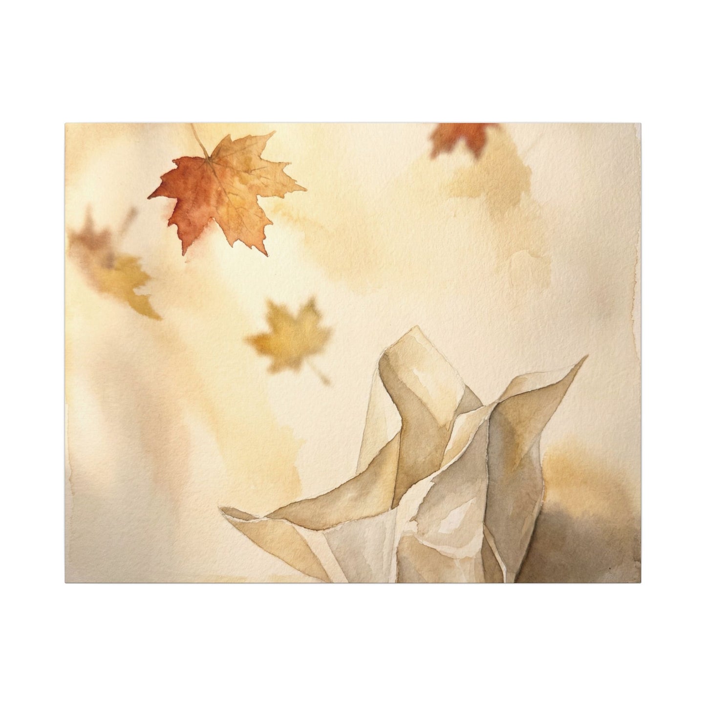 Japandi Paper Fold in Golden Hour | Watercolor Canvas Art