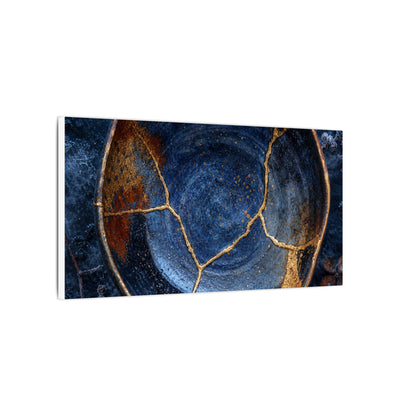 Kintsugi Ceramic Bowl in Moonlight | Crackle Gold Canvas Art