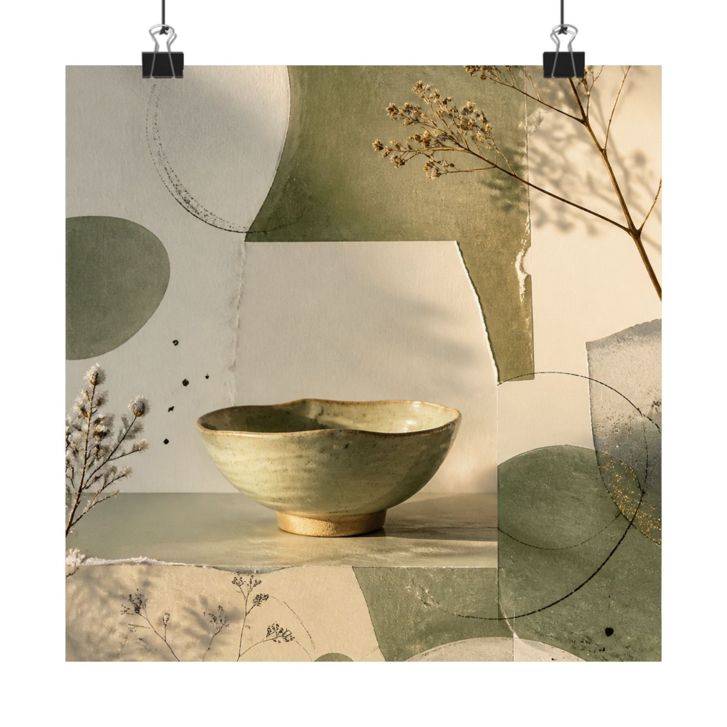 Ma Ceramic Bowl Wall Art Print - Japandi Minimal Line