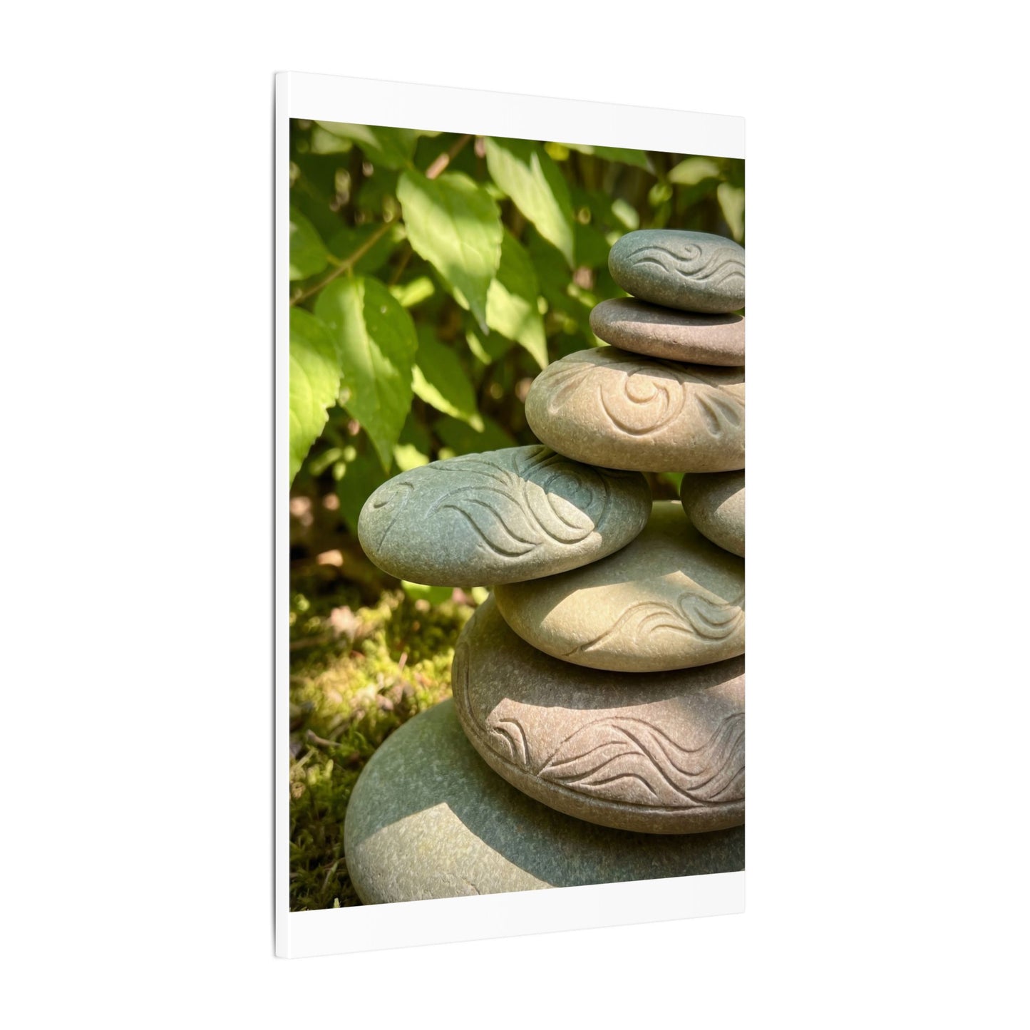 River Stones Summer Canvas Art | Japandi Earthy Design