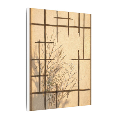 Shoji Screen Canvas Art | Winter Japandi Minimal Line Art