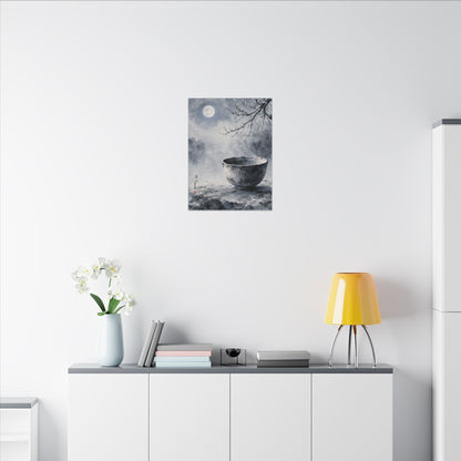 Seijaku Ceramic Bowl Canvas Art - Zen Sumi E