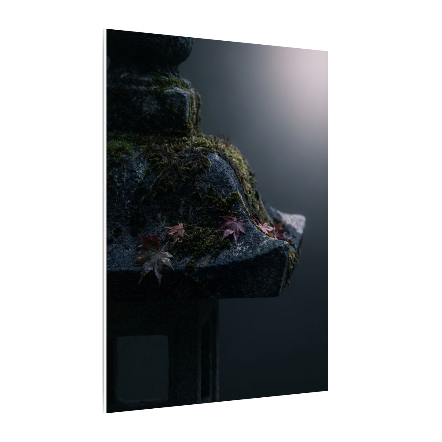 Stone Lantern Moody Minimal Canvas Art | Sophisticated Dark Japandi Art