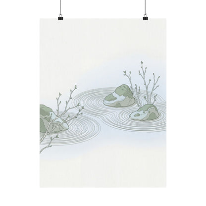 Spring Rock Garden Minimal Line Wall Art Print | Elegant Decor