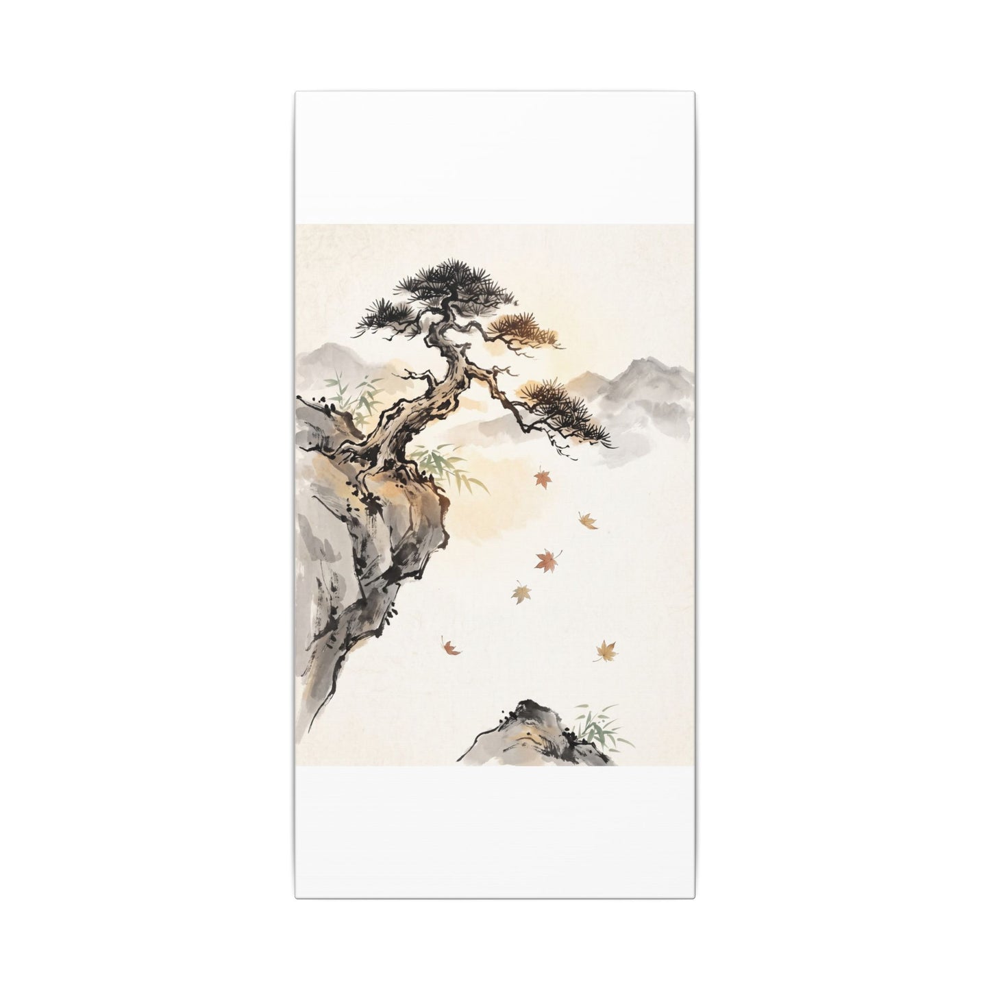 Peaceful Pine Tree Canvas Art - Sumi E Zen