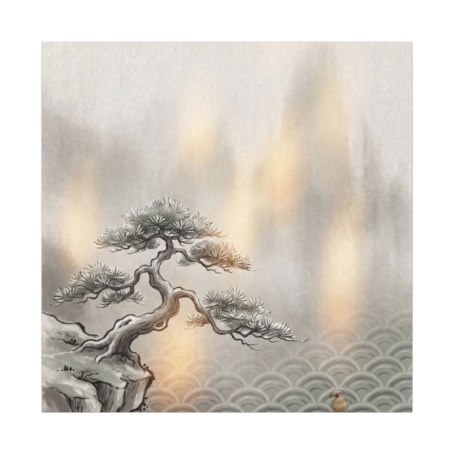 Pine Tree Canvas Art | Winter Japandi Japanese Pattern Art