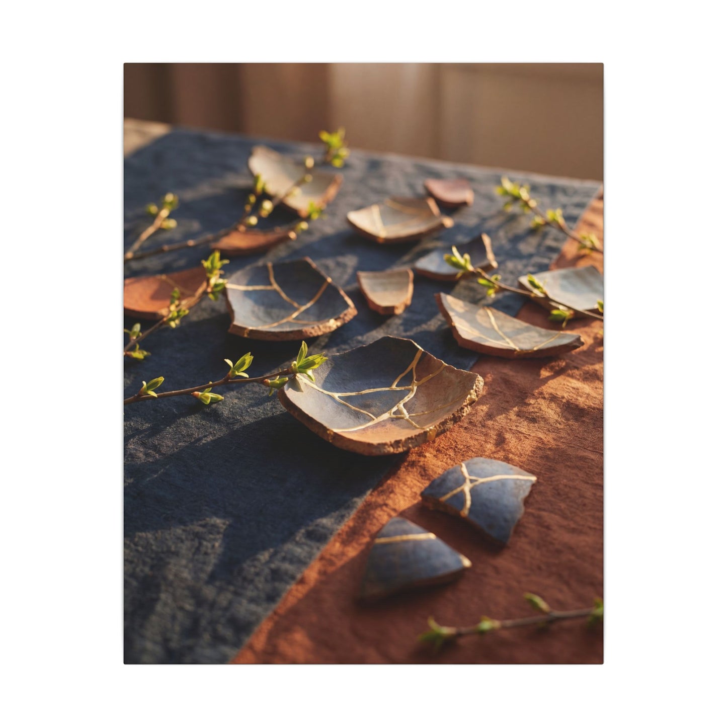 Spring Broken Pottery Gold Vein Canvas Art | Philosophical Decor