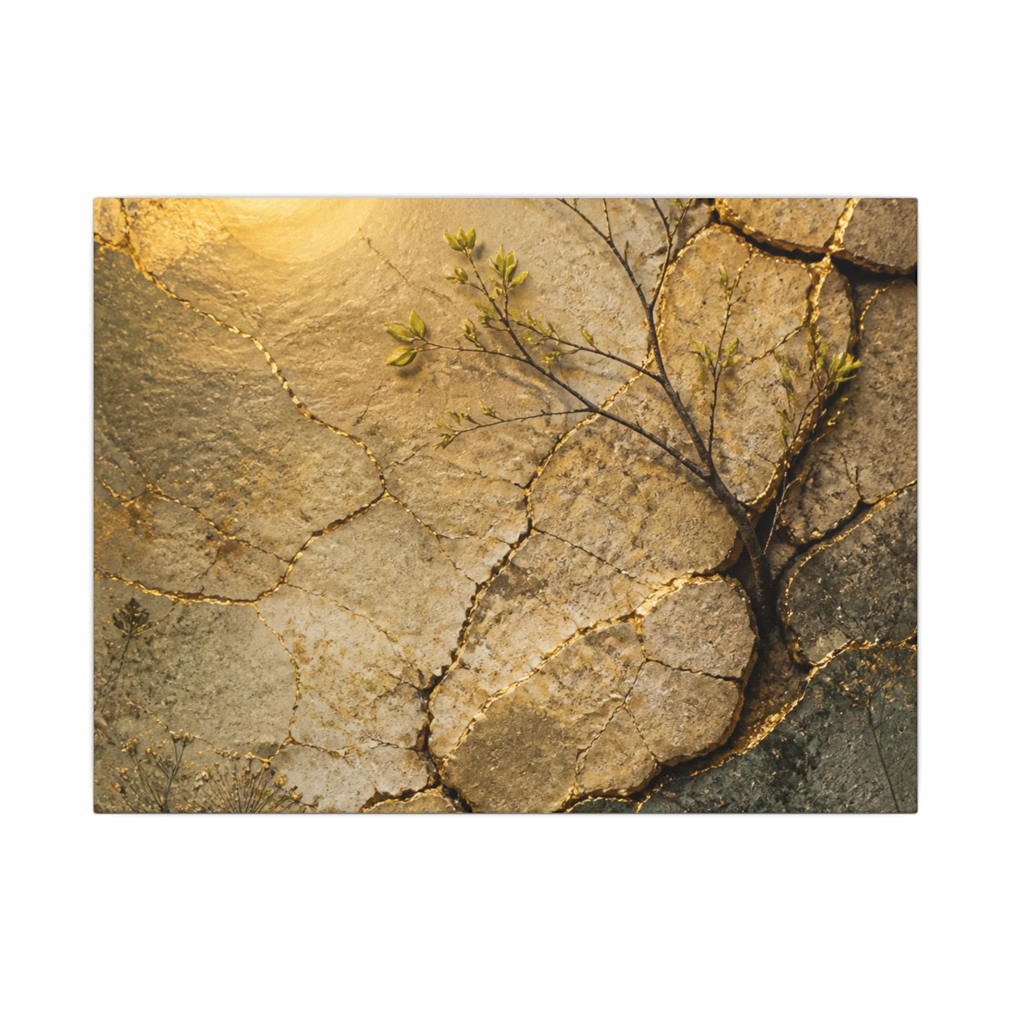 Cracked Earth Spring Canvas Art | Japandi Warm Design