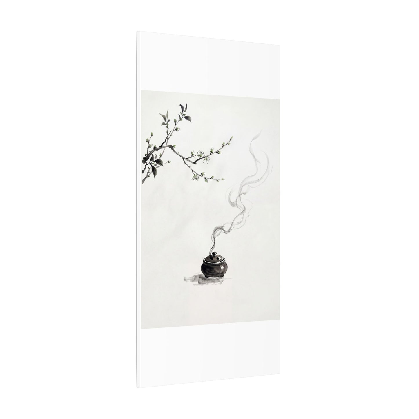 Calm Incense Smoke Canvas Art - Sumi E Zen
