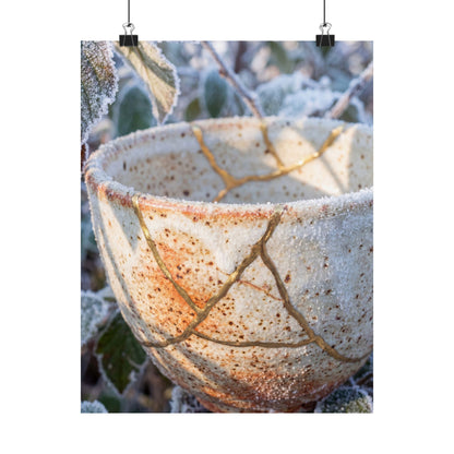 Kintsugi Ceramic Bowl in Dappled | Gold Vein Wall Art Print Art Print