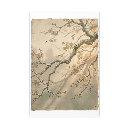 Cherry Blossom Canvas Art | Winter Japandi Japanese Pattern Art