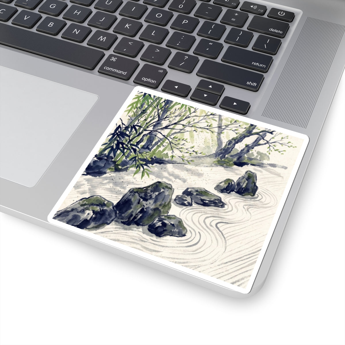 Rock Garden Sticker | Spring Zen Sumi E Art