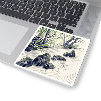 Rock Garden Sticker | Spring Zen Sumi E Art