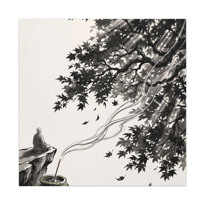 Serene Incense Smoke Canvas Art - Ukiyo E Inspired Zen