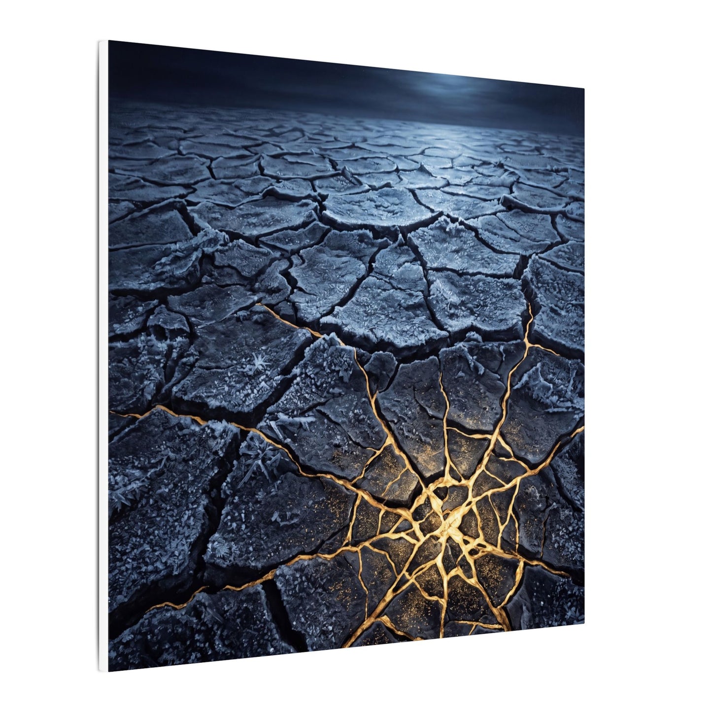 Moonlight Cracked Earth Canvas Art - Kintsugi Mono No Aware