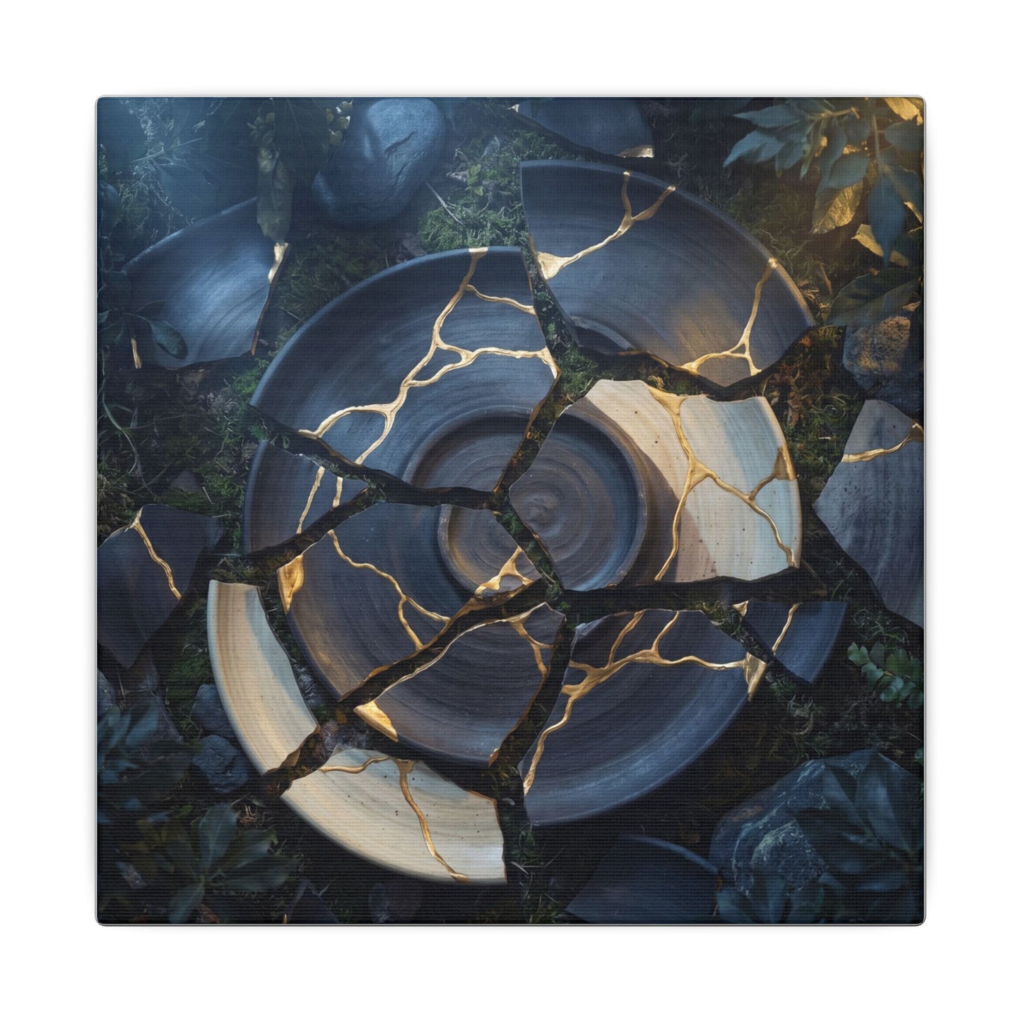 Resilient Broken Pottery Canvas Art - Gold Vein Kintsugi
