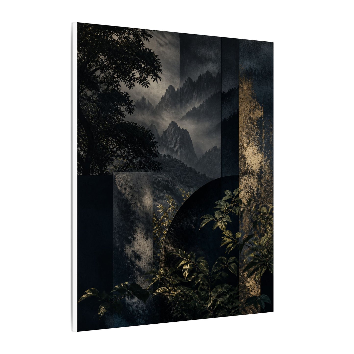 Mountain Mist Summer Canvas Art | Dark Japandi Atmospheric Design