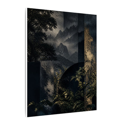 Mountain Mist Summer Canvas Art | Dark Japandi Atmospheric Design