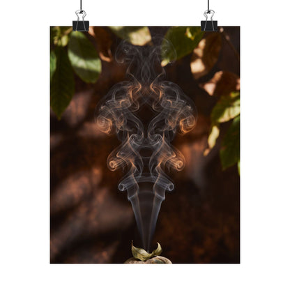 Dark Japandi Incense Smoke in Dappled | Shadow Zen Wall Art Print