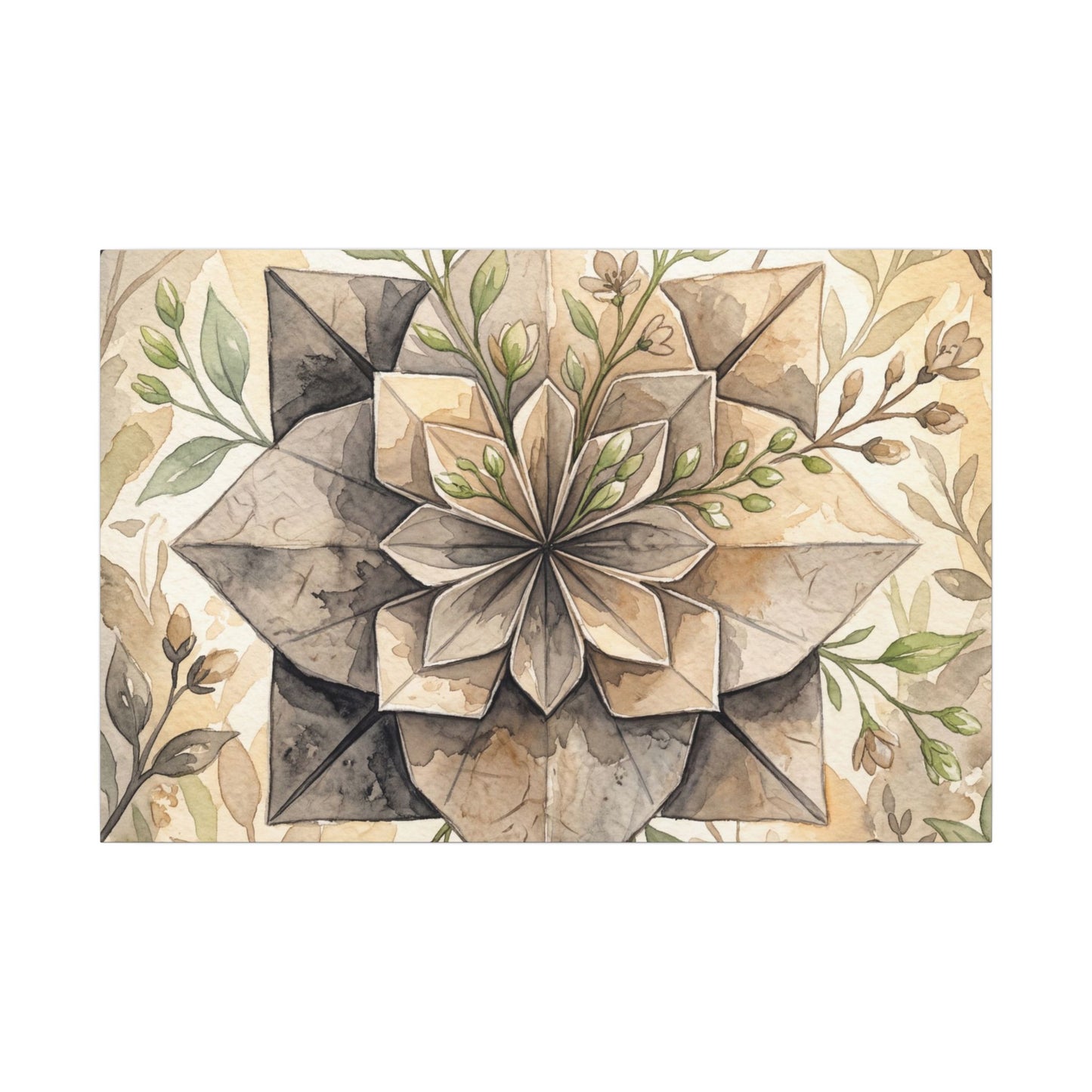 Warm Paper Fold Canvas Art - Watercolor Japandi Art Print