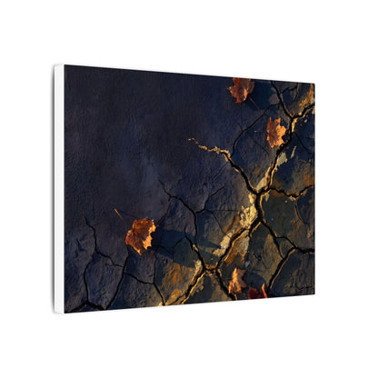 Cracked Earth Canvas Art | Autumn Dark Japandi Dark Texture Art