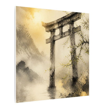 Spring Torii Gate Sumi E Canvas Art | Tranquil Decor