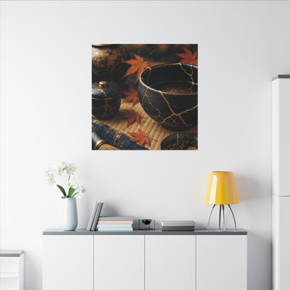 Seijaku Tea Ceremony Canvas Art - Kintsugi Gold Repair
