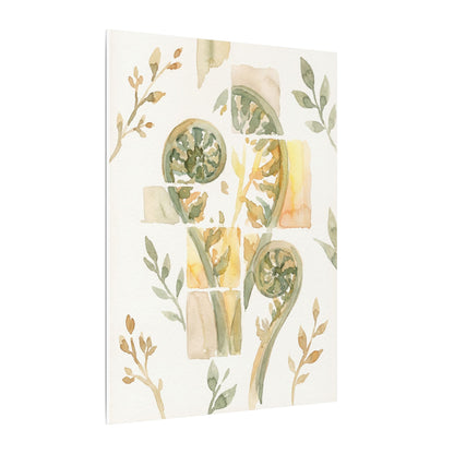 Earthy Fern Unfurling Canvas Art - Watercolor Japandi