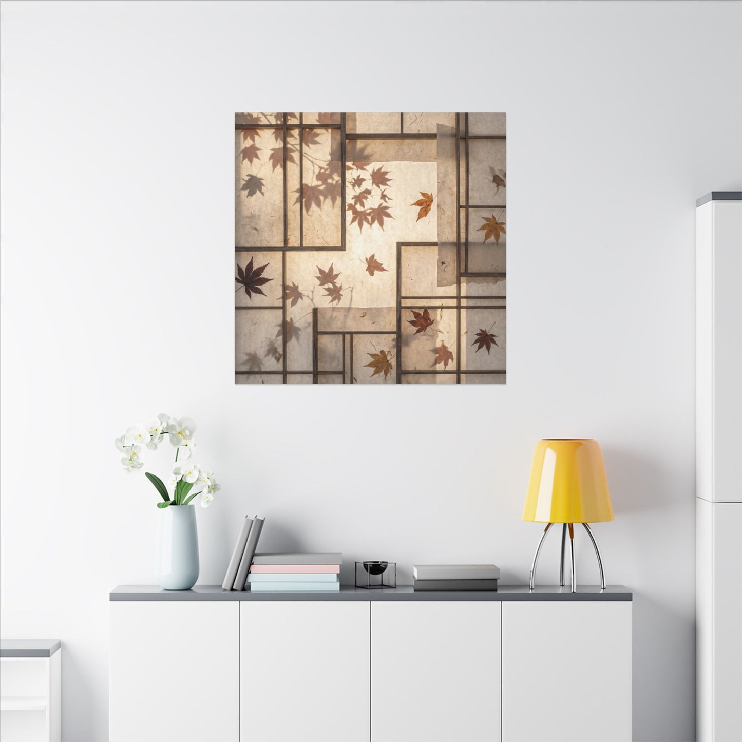 Shoji Screen Japanese Pattern Canvas Art | Neutral Japandi Art