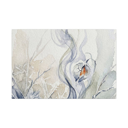Earthy Incense Smoke Canvas Art - Watercolor Japandi