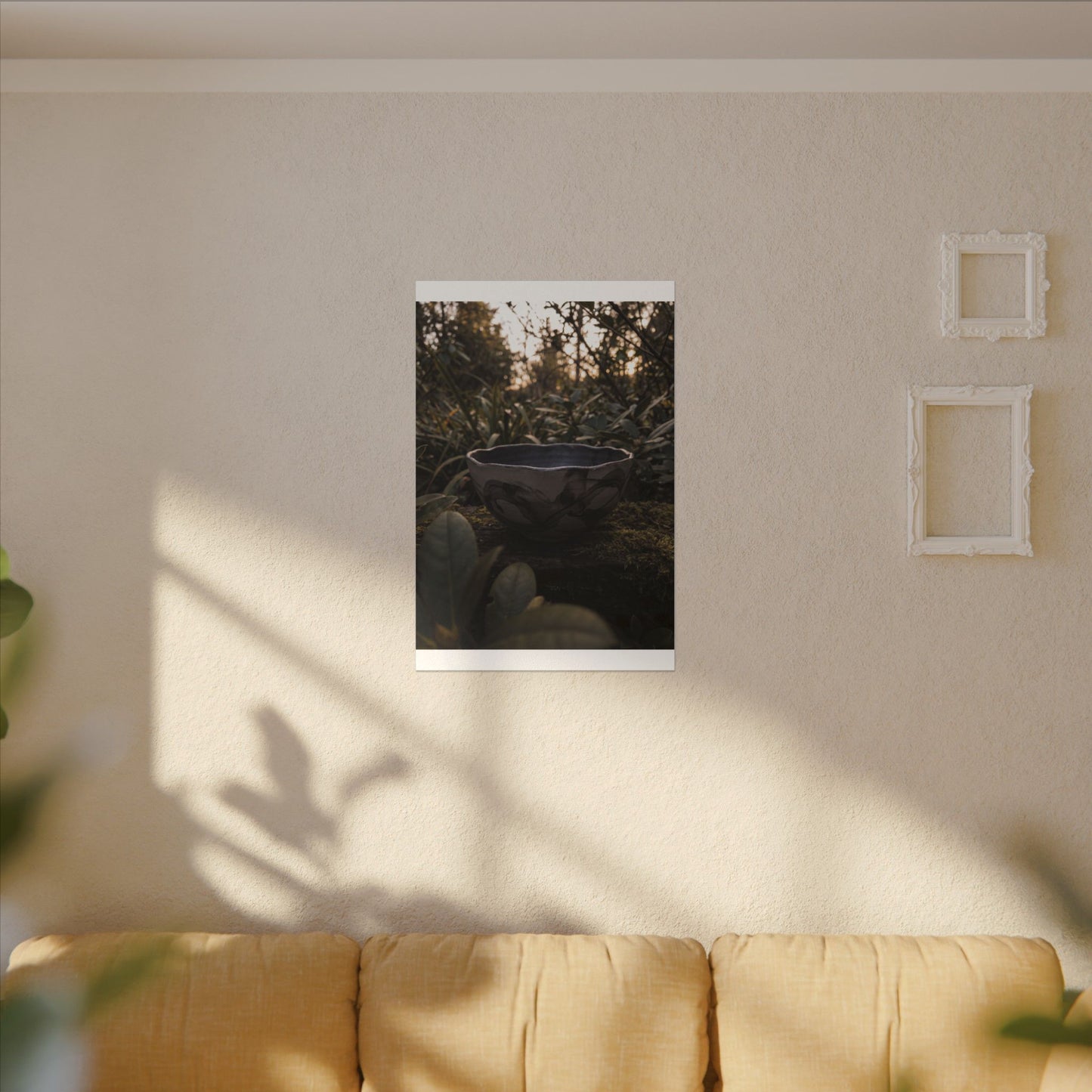 Ceramic Bowl Canvas Art | Summer Dark Japandi Charcoal Ink Art