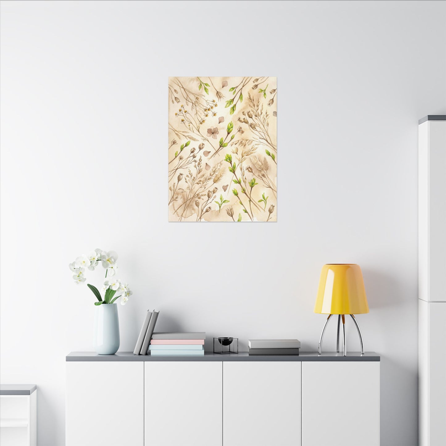 Spring Dried Flowers Watercolor Canvas Art | Earthy Decor