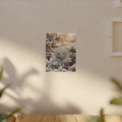 Japandi Ceramic Bowl in Golden Hour | Japanese Pattern Canvas Art