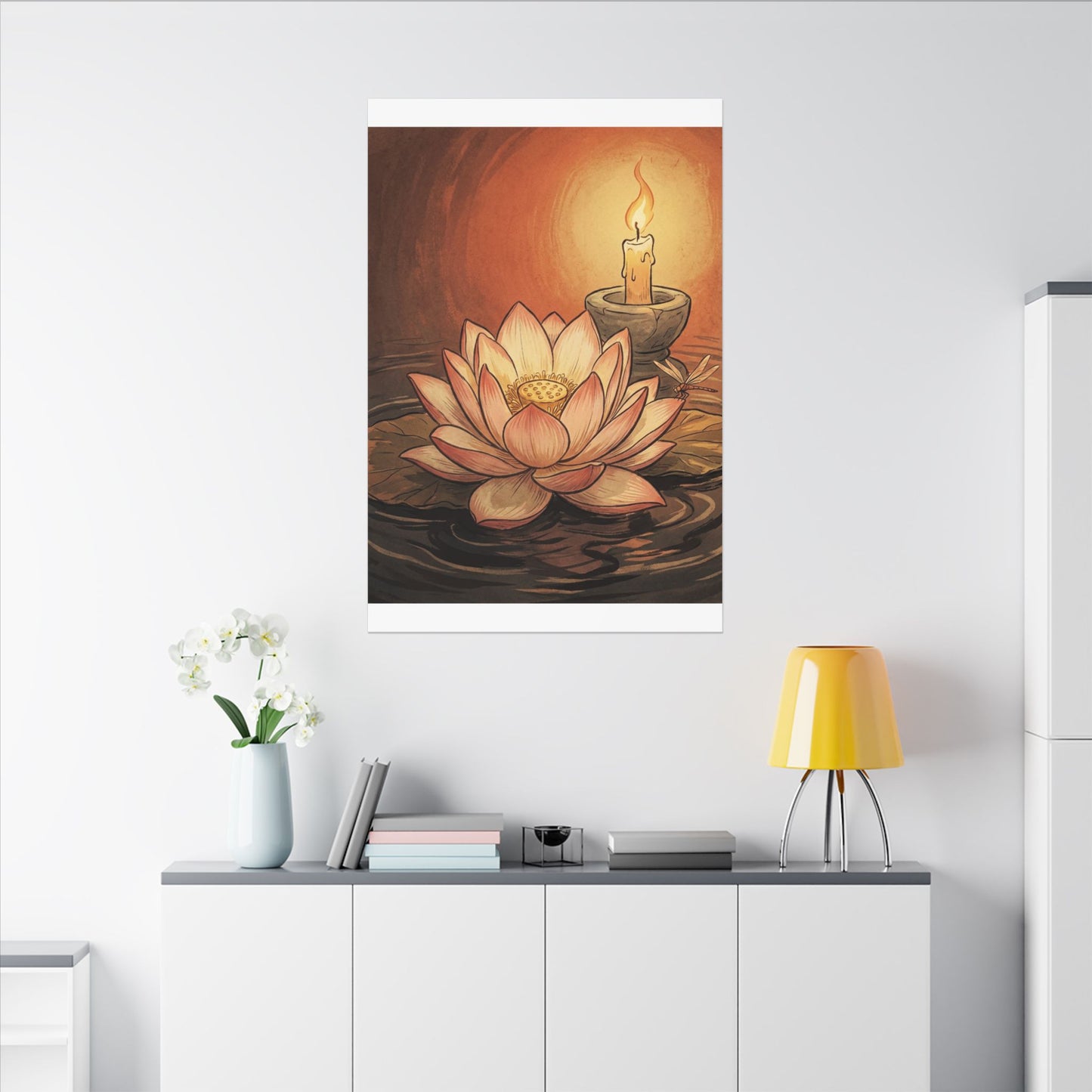 Lotus Flower Summer Canvas Art | Zen Contemplative Design