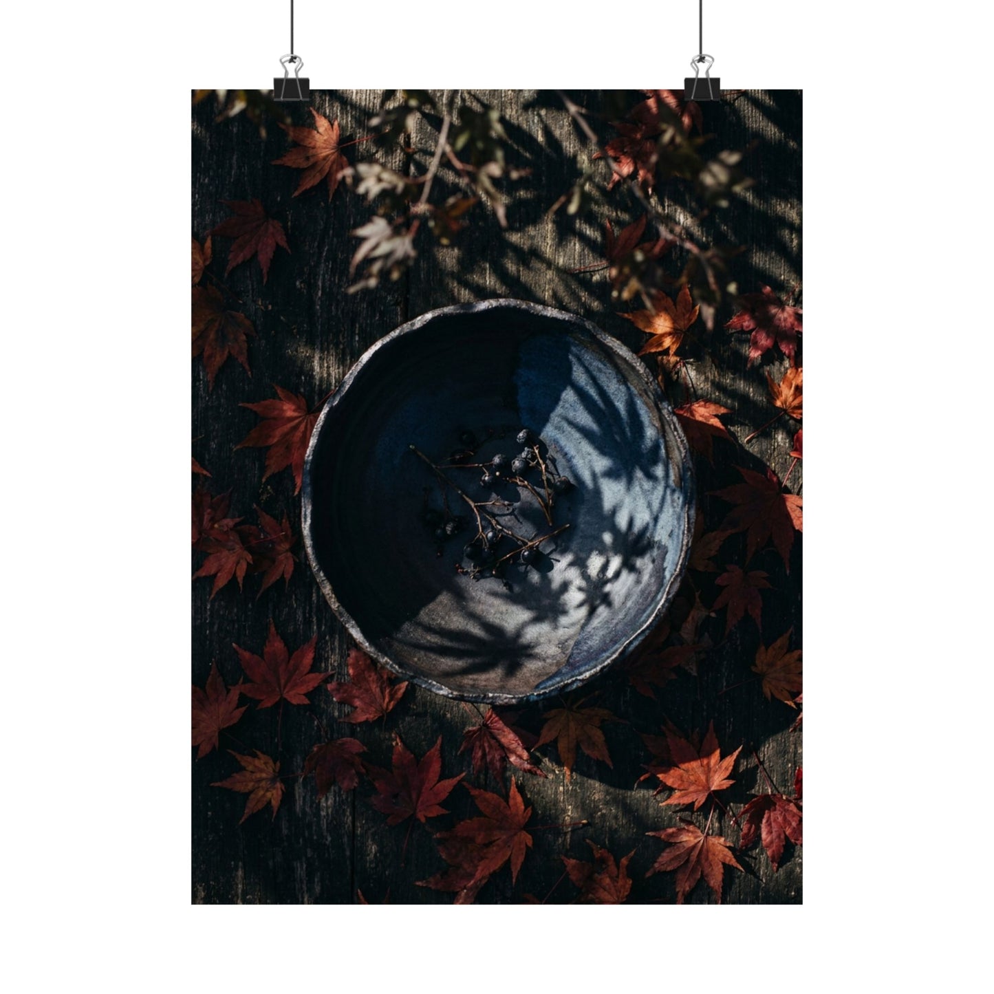 Kanso Ceramic Bowl Wall Art Print - Dark Japandi Shadow Zen