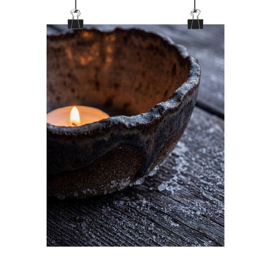 Sophisticated Ceramic Bowl Wall Art Print - Moody Minimal Dark Japandi Art Print