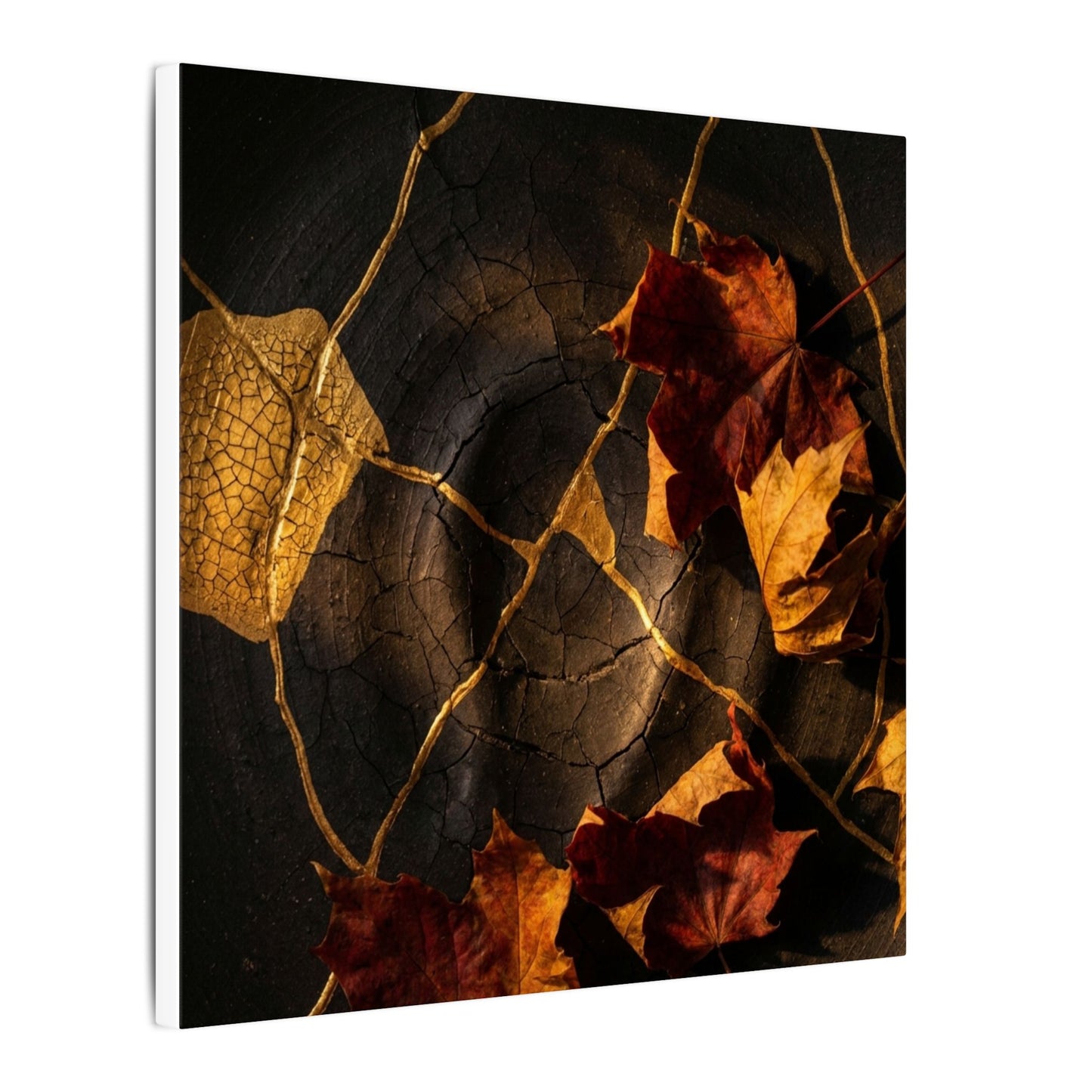 Resilient Shadow Play Canvas Art - Crackle Gold Kintsugi