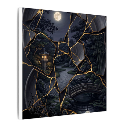 Kintsugi Moonlit Garden in Golden Hour | Gold Repair Canvas Art