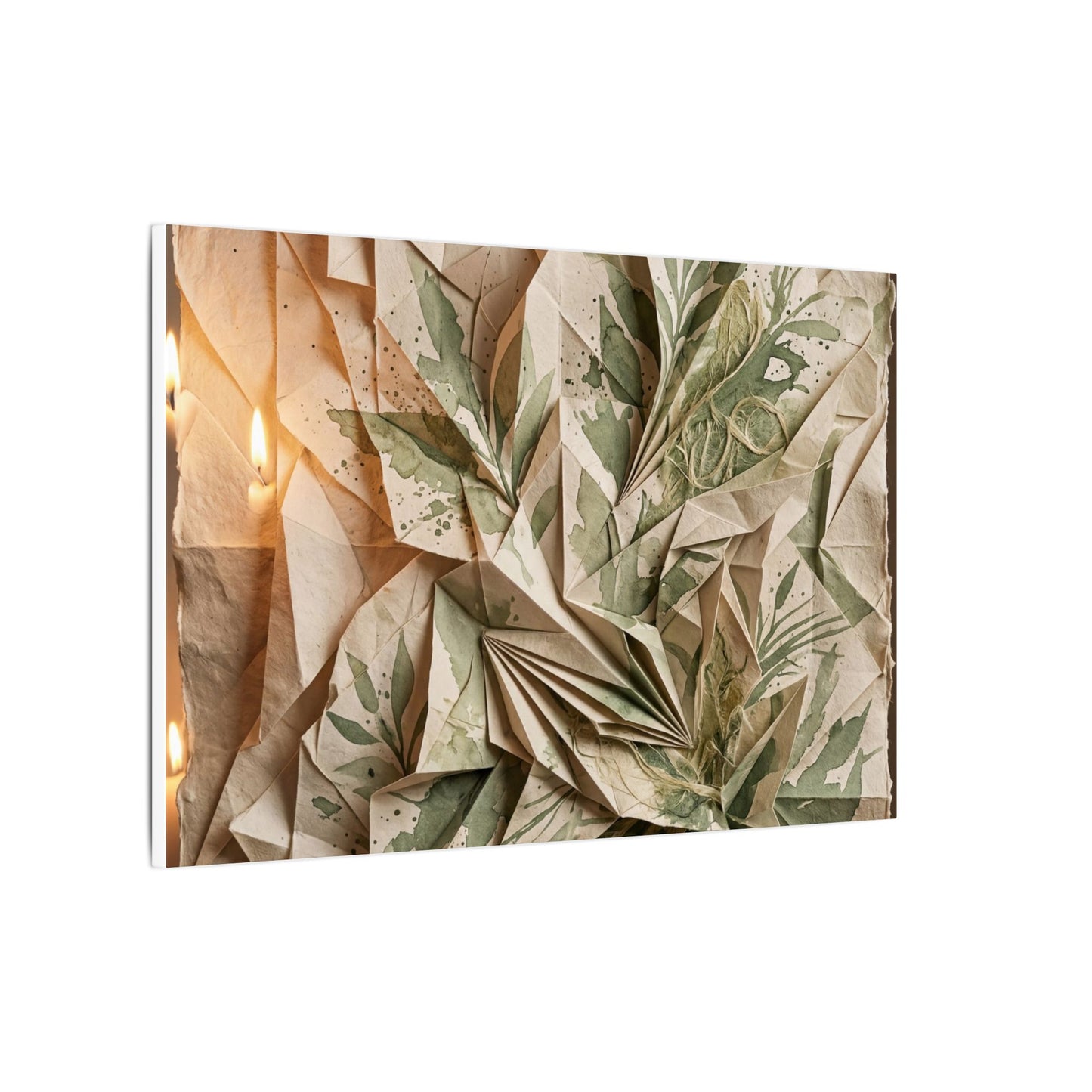 Japandi Paper Fold in Candlelight | Texture Canvas Art