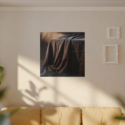 Silk Drape Canvas Art | Winter Dark Japandi Shadow Zen Art
