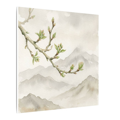 Spring Mountain Mist Watercolor Canvas Art | Cozy Decor