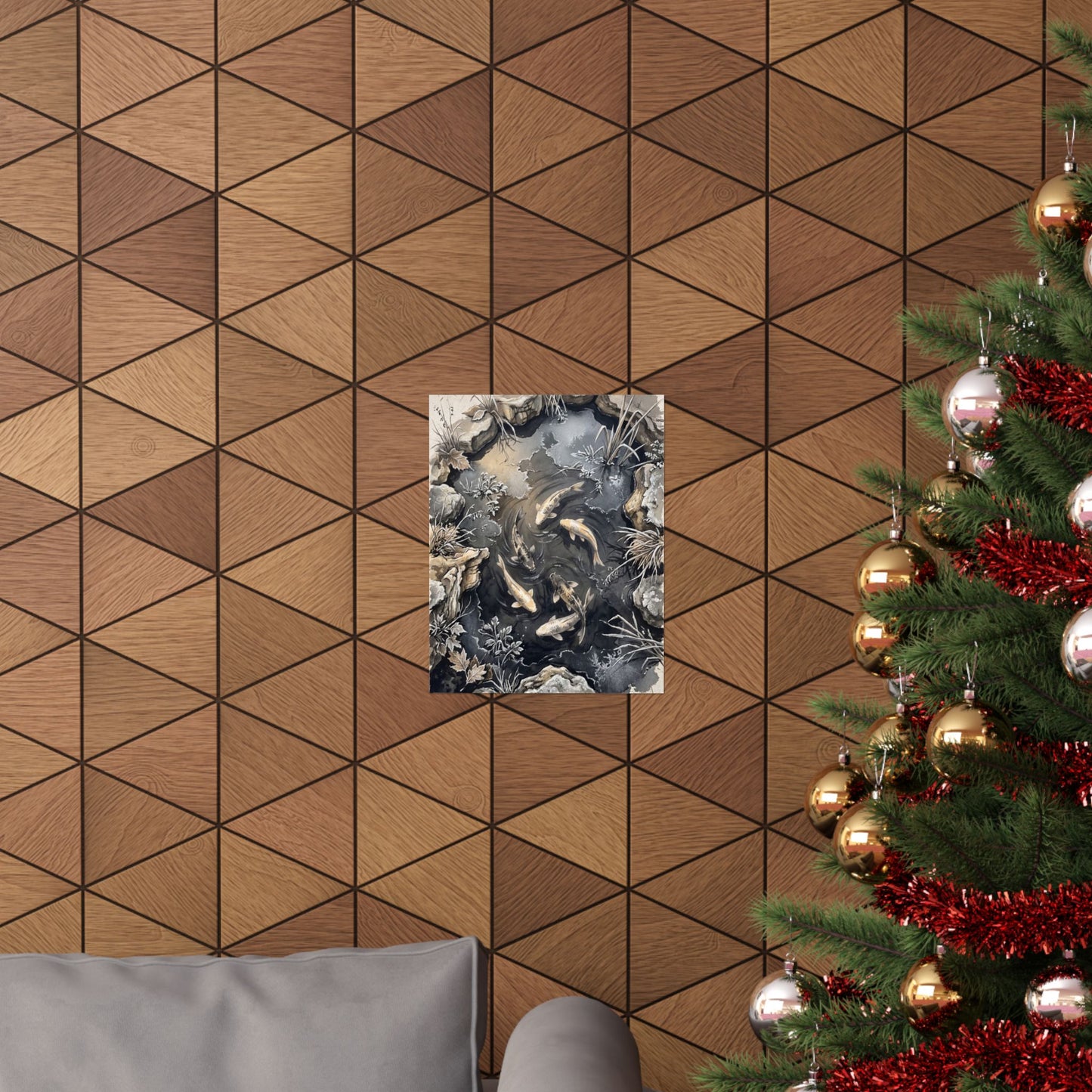 Golden Hour Koi Pond Wall Art Print - Japandi Fukinsei