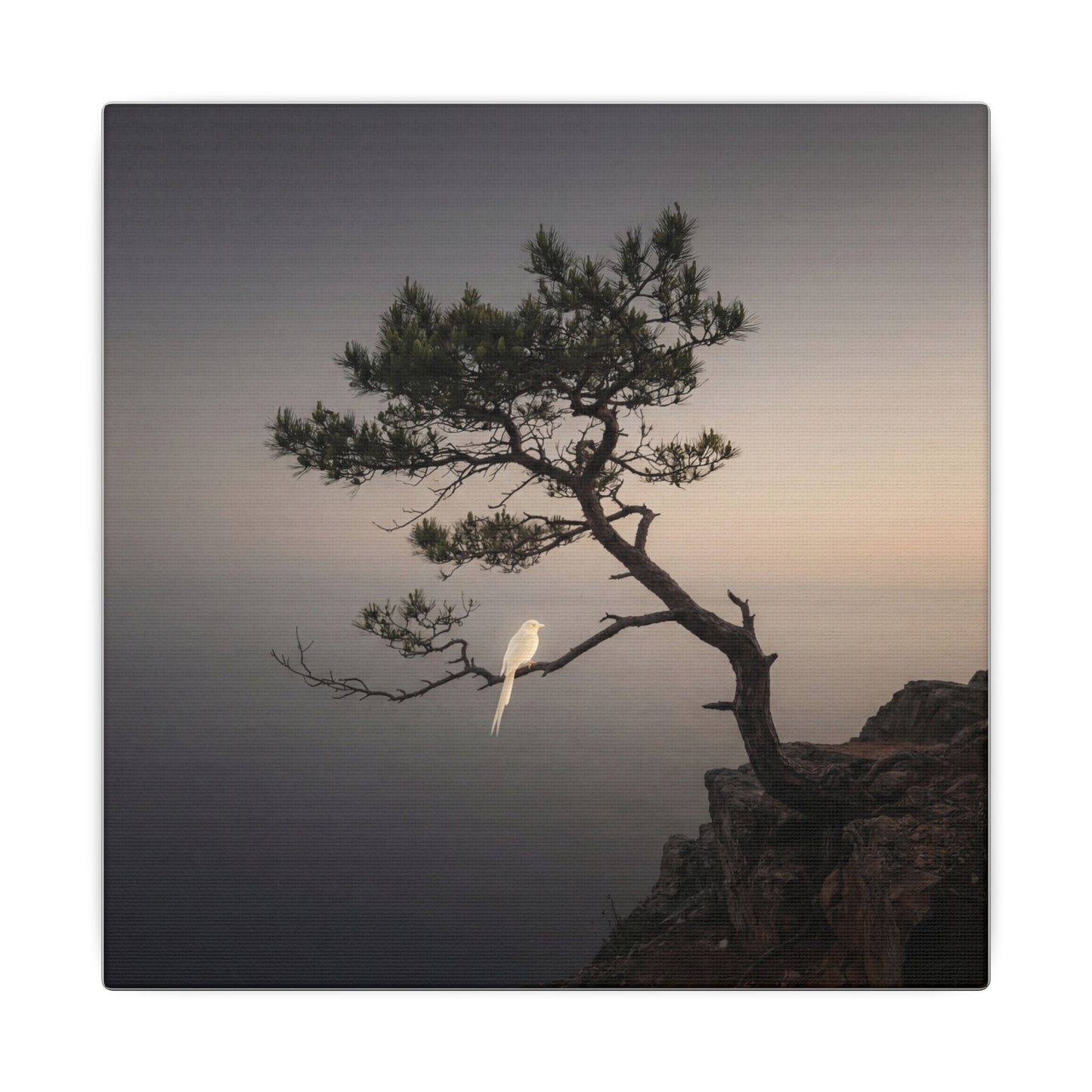 Dawn Pine Tree Canvas Art - Dark Japandi Datsuzoku