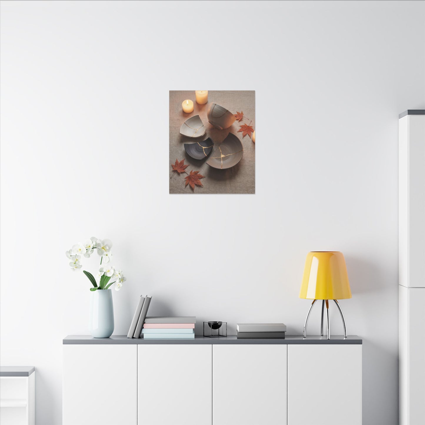 Candlelight Broken Pottery Canvas Art - Japandi Ma