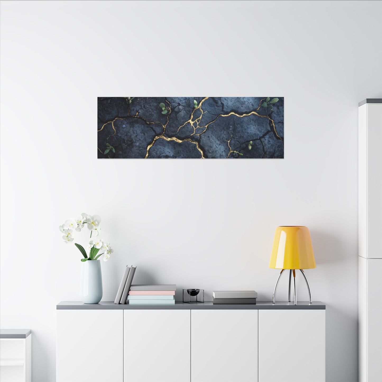Cracked Earth Spring Canvas Art | Kintsugi Healing Design