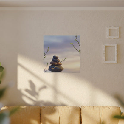 Spring River Stones Gold Vein Canvas Art | Philosophical Decor