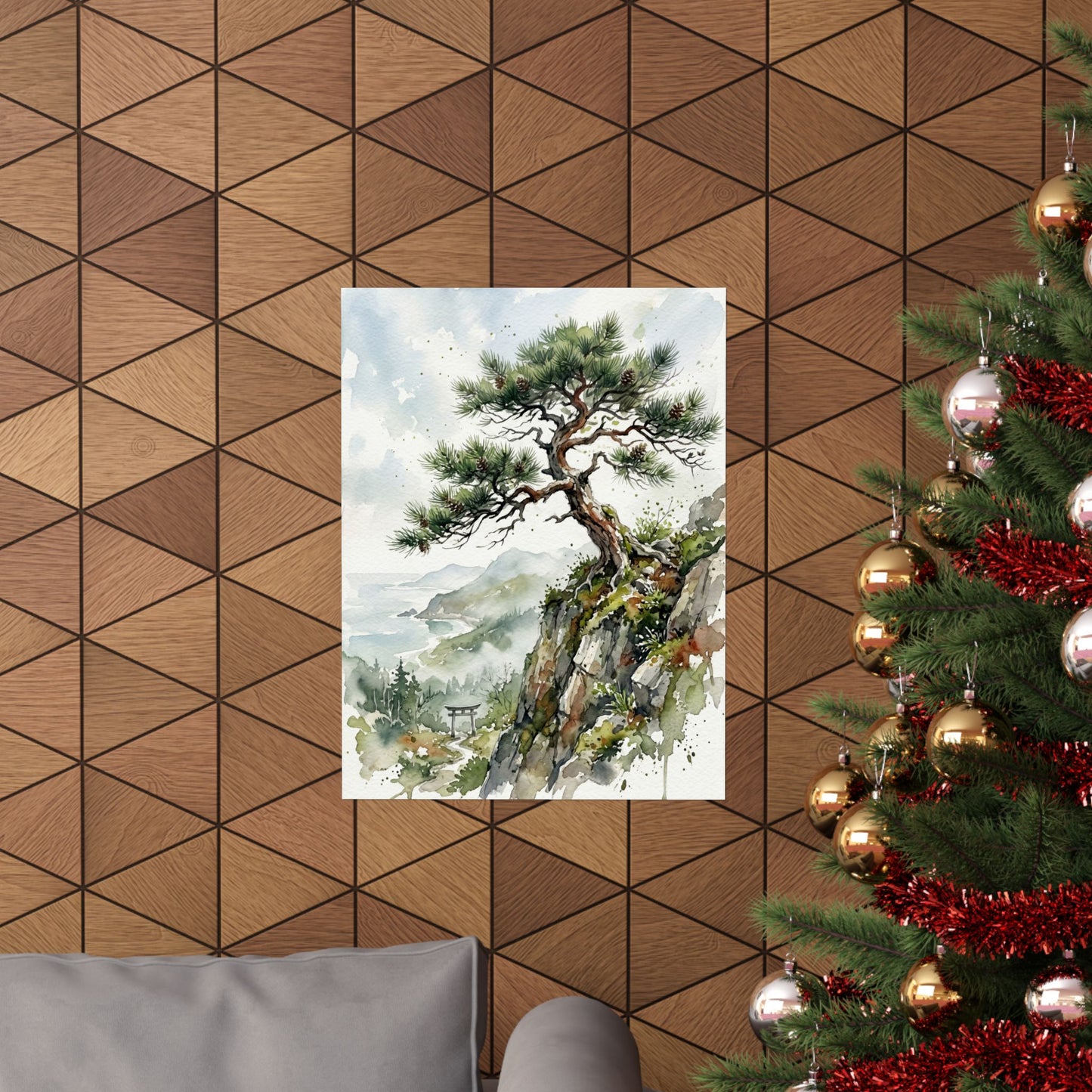 Pine Tree Wall Art Print | Spring Japandi Watercolor Art